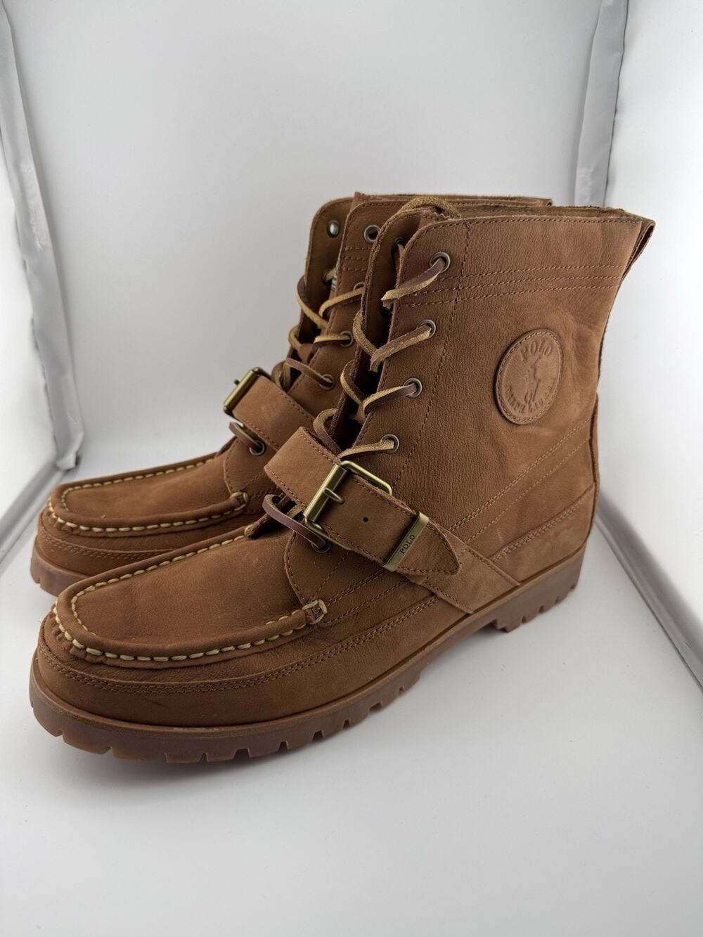 NWOB Ralph Lauren Polo Country Ranger Nubuck Tan Casual Hiker Boots Sizes 11